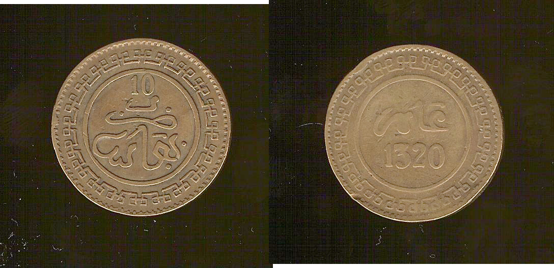 Morocco 10 Mazounas 1320(1902) aVF